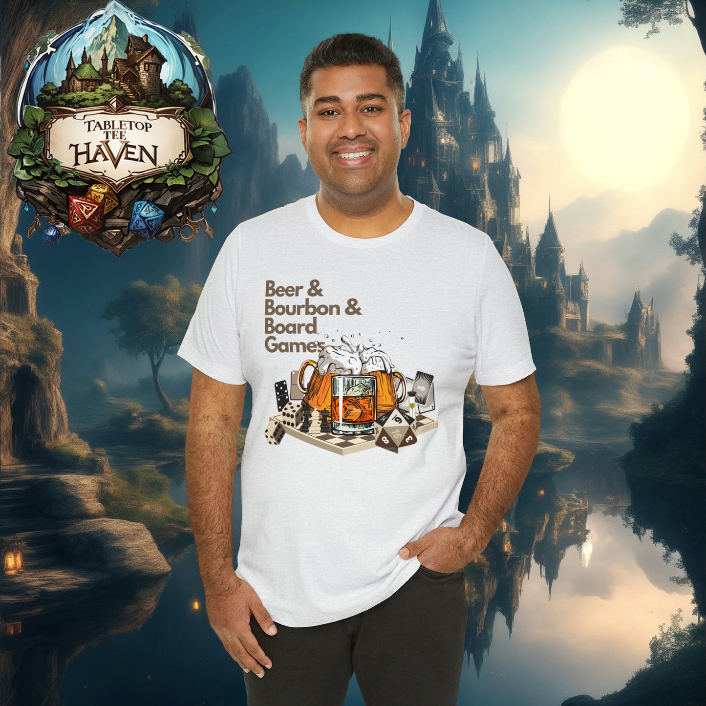 Beer, Bourbon & Board Games | Unisex Jersey Short Sleeve Tee