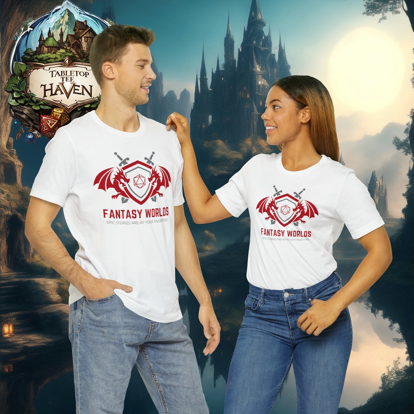 Fantasy Worlds - Epic Stories at Your Fingertips | Unisex Jersey Short Sleeve Tee