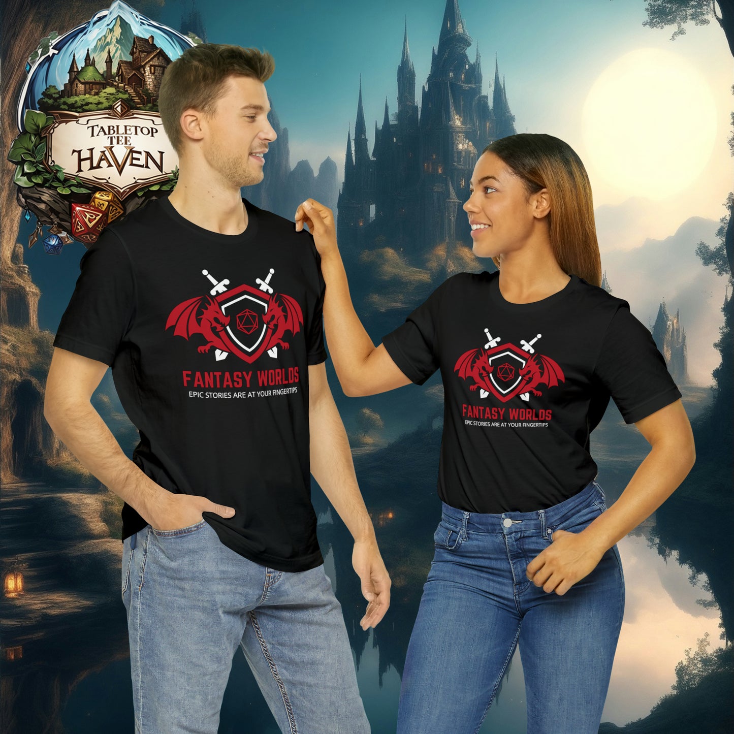 Fantasy Worlds - Epic Stories at Your Fingertips | Unisex Jersey Short Sleeve Tee