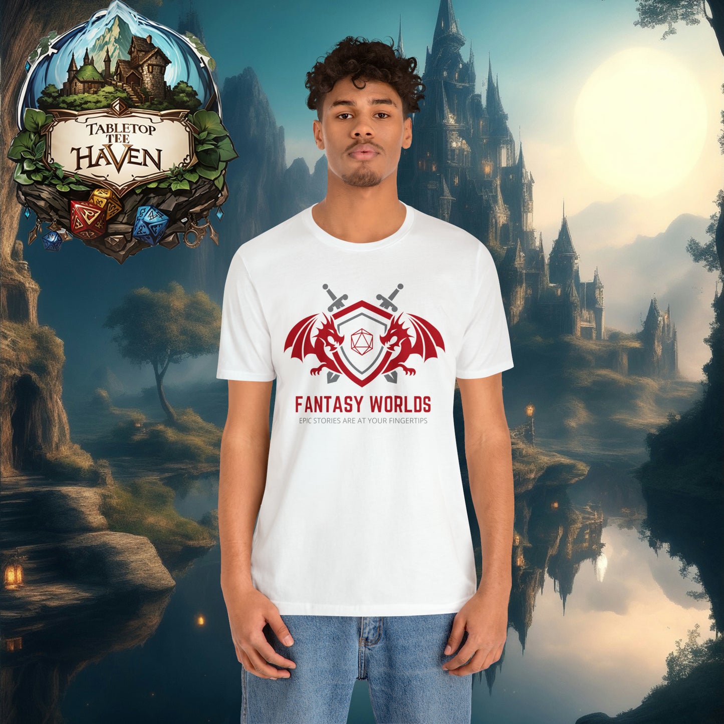 Fantasy Worlds - Epic Stories at Your Fingertips | Unisex Jersey Short Sleeve Tee